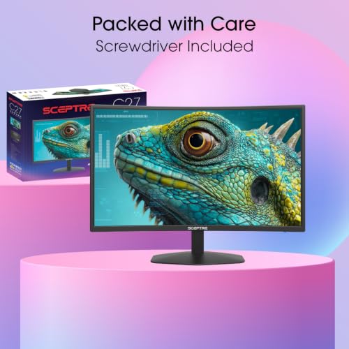 Image of New! Sceptre Curved 27-inch Prime Gaming Monitor DisplayPort x2 180Hz HDMI x2 180Hz 1500R 1ms Build-in Speakers, Machine Black 2027 (C275B-FW180T Series)