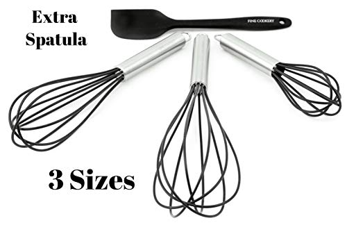 Fine Cookery Premium Kitchen Whisk set of 3: (8-10-12 inch) made of Stainless