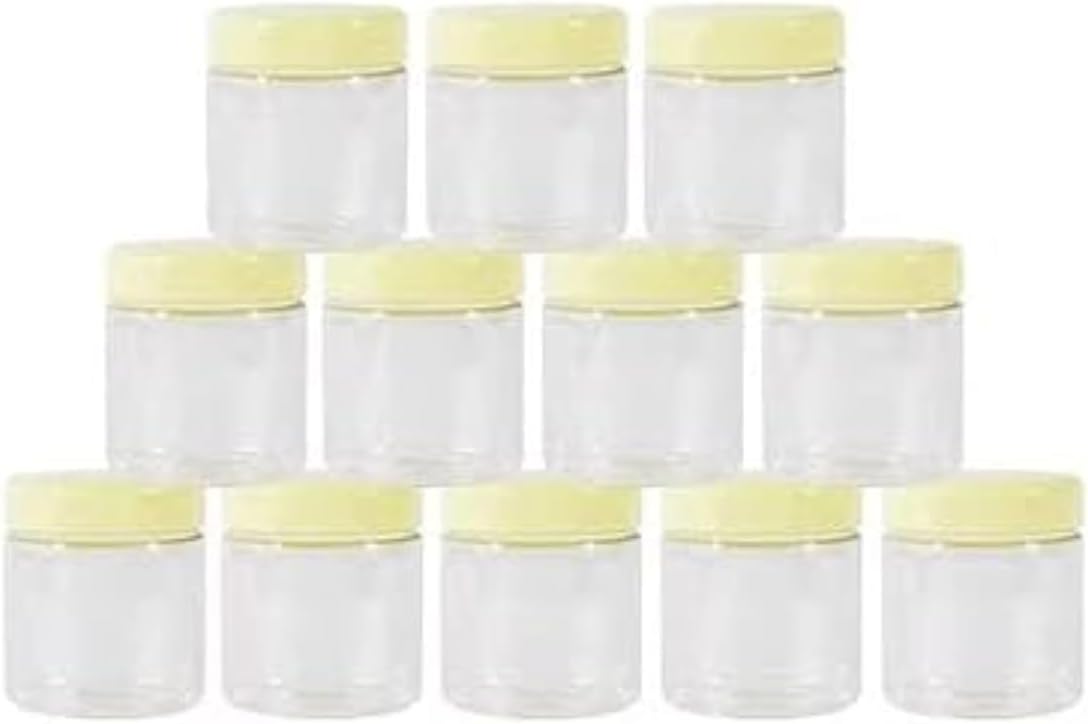 Plastic Spice Storage Pet Jar with Lid 12-Pieces Set, Sunpet 100 ml Capacity, Clear