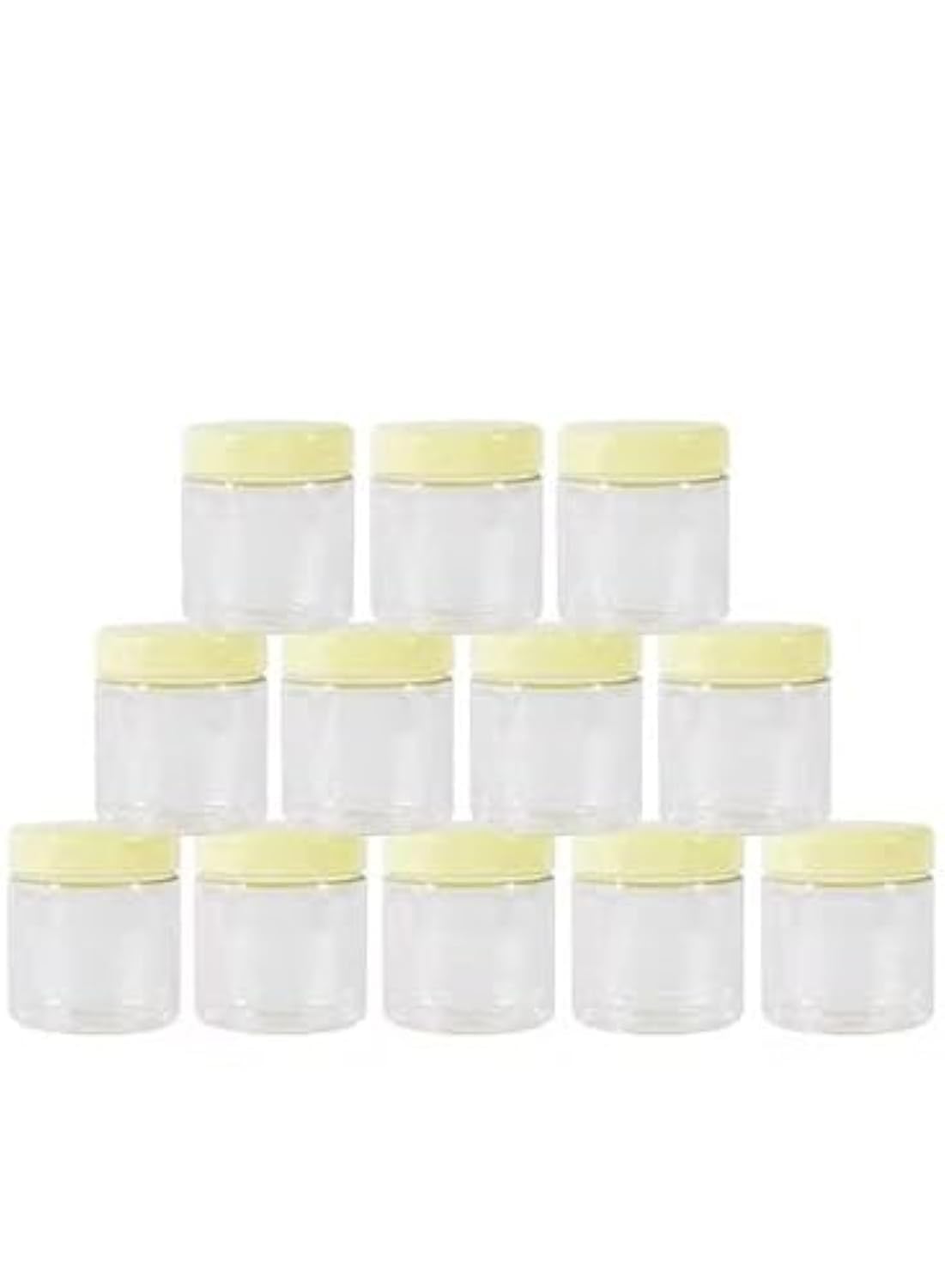 Alsaqer Plastic Spice Storage Pet Jar with Lid 12-Pieces Set, Sunpet 100 ml Capacity, Clear