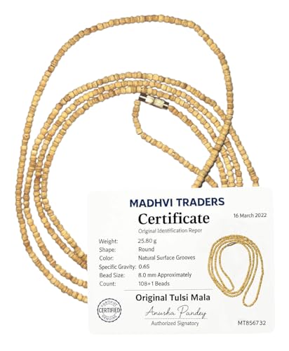Image of Original Tulsi Kanthi Mala (3 Round) for Men & Women | Natural Wooden Beads Necklace | Radha Kanthi for Pooja, Meditation & Daily Wear