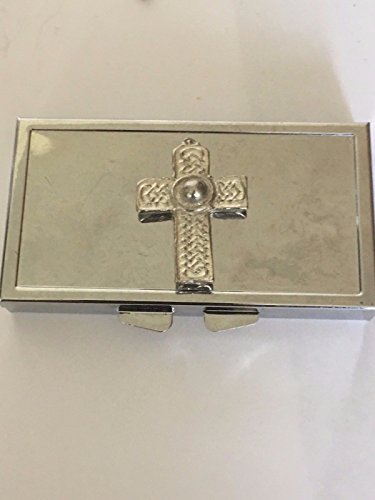 Pilulier 7 jours en étain fin anglais avec Croix Celtique gothique Tg82