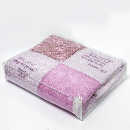 COMFORT IN THE WORD ® Embroidered Scripture Baby Quilt, Pink