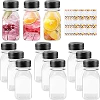 Tlczrva 12 Stück Plastikflaschen zum Befüllen,120 ml Kleine Leere Saftflaschen Flaschen mit Verschluss, Wiederverwendbare Smoothie Flaschen, Geeignet für Kühlschrank, Ginger,Juicer, Milch