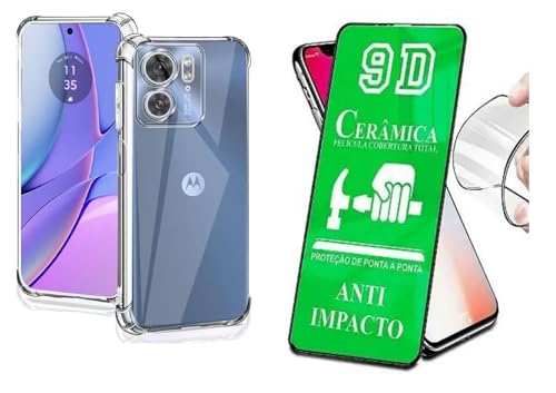 Kit Capa Capinha Anti Impacto + Película Ceramica 9D Para Motorola Moto G54 5G