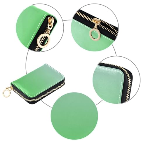Elegant Blue Lime Green Gradient Wallets for Women Leather Cute Card Holder Wallets RFID Blocking Animal Zipper Travel Wallet with Key Ring4
