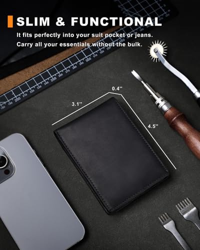 Wallet for Men, Leather Bifold Men's Wallet with RFID Blocking, Cash Slots, ID Window4