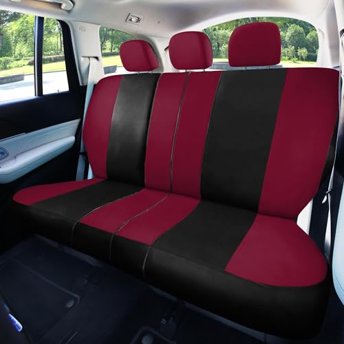 Image of FH Group Car Seat Covers Rear Set Cloth - Universal Fit Automotive Seat Covers, Low Back Front Seat Covers, Solid Back Seat Cover, Washable Car Seat Cover for SUV, Sedan and Van Burgundy