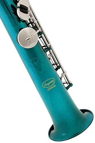 Lazarro Sea Blue-Silver Keys Bb B-Flat Straight Soprano Saxophone Sax Lazarro+11 Reeds,Care Kit~24 Colors Available-310-Sb #TOP3