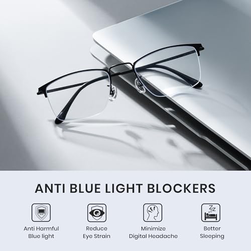 Image of Cyxus Blue Light Blocking Glasses for Men Woman Semi Rim Computer Gaming Office Study Eyeglasses with UV Protection 8731T02