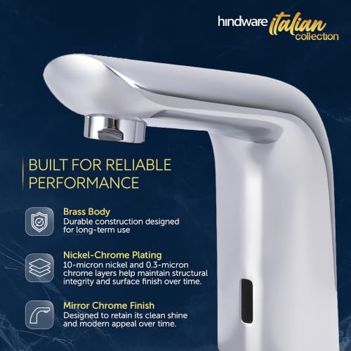 Image of Hindware Touch Free Sensor Pillar Tap F240003CP for Bathroom | Made of Brass | Infra Red Sensor | Water Saving | Fluid Sensible Range | 12-Year Manufacturer Warranty