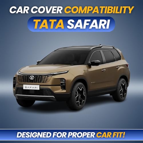 Image of Car Cover for Tata Safari 2021-2026 | 100% Waterproof Heavy-Duty 3-Layer Car Body Cover | All-Weather Rain, UV, Sun & Dust Protection | Custom Fit | Mirror & Antenna Pockets | Navy Blue