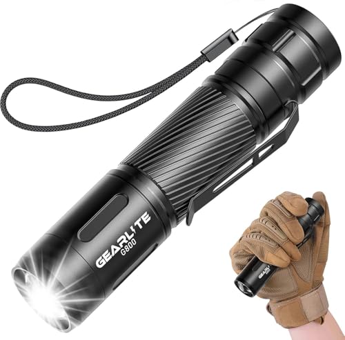 GEARLITE Torches LED Super Bright, 2000LM LED Torch Rechargeable with 3 Lighting Modes, Long Battery Life, Waterproof Flashlight Zoomable for Power Cuts, Emergency, Camping, Hiking, Outdoor