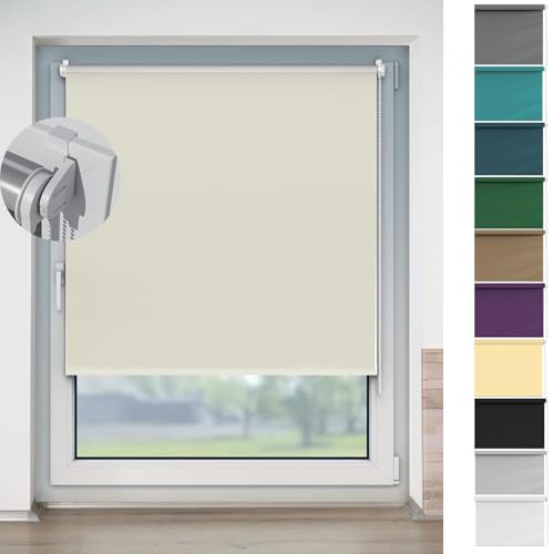 Estor Enrollable sin Taladrar 30 x 200 cm Fácil de Instalar sin Herramientas, Cortina de Oscurecimiento Disponible en Varias Medidas para Ventanas y Puertas, Beige