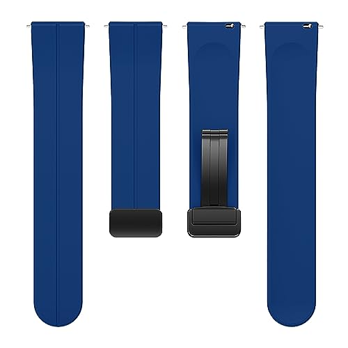 Image of ACM Watch Strap Silicone Belt Magnetic Clasp 20mm compatible with Samsung Galaxy Watch 6 Classic 44mm & 47mm Smartwatch Sports Hook Band Dark Blue