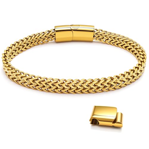 Stainless Steel Franco Chain Bracelets for Men - 6mm/8mm/10mm/12mm Width, 7.5