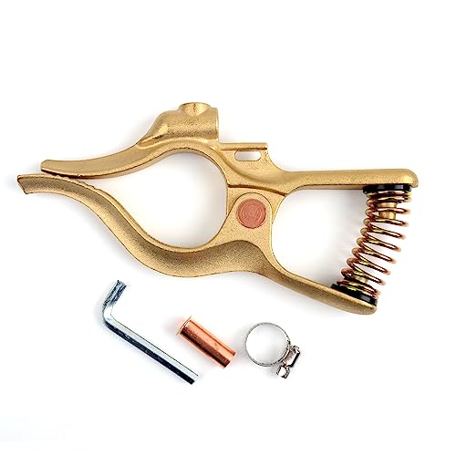 MELTSTAR 1PC Welding Ground Clamp - MAX 500A, T-style Brass Earth Clamp for Tig Mig MMA CUT Welder and Car Battery, with Extended Clamping Range up to 43mm