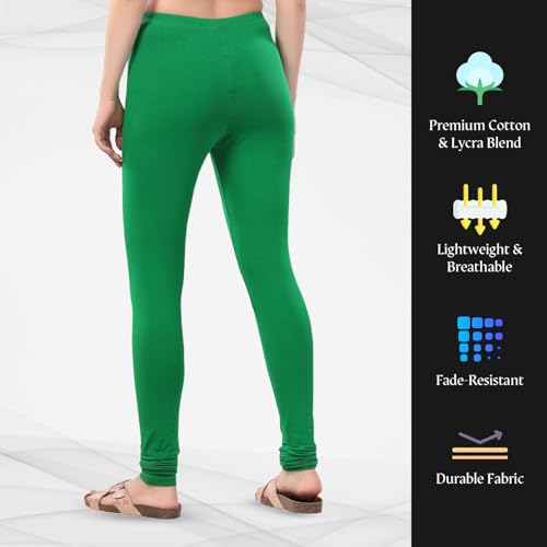 Image of TRASA Ultra Soft Cotton 4 Way Stretchable Churidar Solid Regular and Plus 20 Colours Leggings for Womens and Girls -Sizes :-M, L, XL, 2XL, 3XL, 4XL, 5XL, 6XL