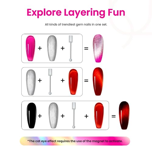 Image of Beetles Neon Gel Nail Polish Set, 6 Colors Jelly Cat Eye Gel Nail Kit