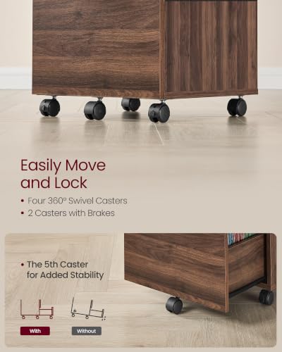 Image of VASAGLE Custos Collection - 2-Drawer File Cabinet for Home Office, Small Rolling File Cabinet, Printer Stand, for A4, Letter-Size Files, Hanging File Folders, Natural Walnut UOFC040K101S