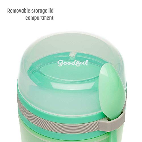 Pote térmico Goodful, com colher, 414 ml, verde