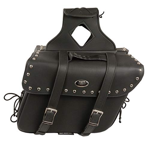 Image of Milwaukee Leather Studded Throw-Over Motorcycle Saddlebags - Synthetic Leather - Universal Fit - Zip-Off - Large