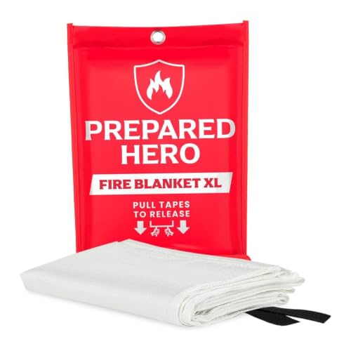 Prepared Hero Emergency Fire Blanket XL - 1 Pack - Fire Suppression for Kitchen 47 x 71 Fiberglass Fire Blanket for Home