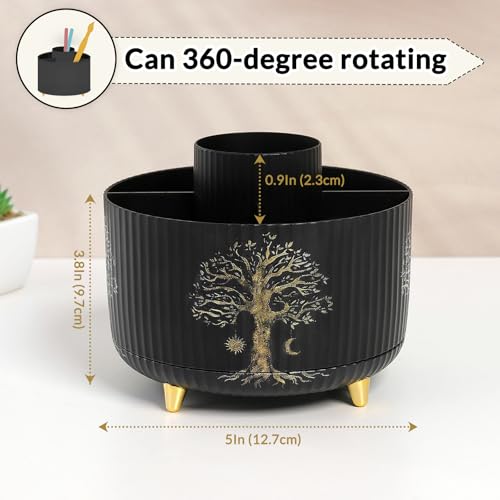 Image of SKYDUE 360 Degree Rotating Desk Organizer, Dual-Purpose Pencil Pen Holder for Desktop, Desk Pen Organizer with 5 Slots, Office Supplies, Pencil Cup for Office, School, Home