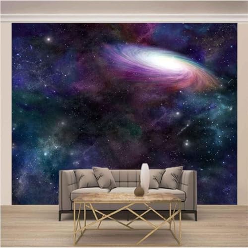 XLMING Galáxia espacial de cores arte criativa 3D papel pintado seda texturizada primeira qualidade sala de estar sofá quarto sala de jantar casa parede - 150 cm × 105 cm