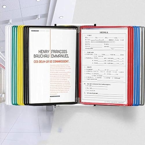 デスク用ファイルオーガナイザー - 壁掛け式デスクトップ書類ホルダー、ディスプレイポケット20個、出し入れしやすいポケット付き、オフィスのディスプレイとA4ファイルの収納に、マルチカラー(A)