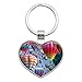 Hot Air Balloon Festival Up in the Air Keychain Heart Love Metal Key Chain Ring
