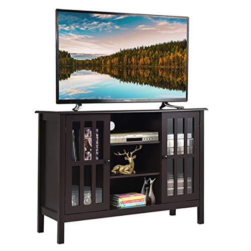 Tangkula TV Stand, Modern Tall Entertainment Center for TVs up to 50