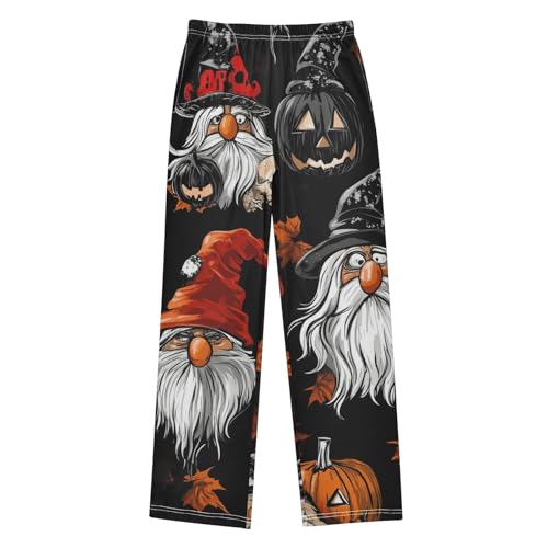 Halloween Gnomes Leaves Boys Long Pants Soft Trousers Elastic Waist Kids Lounge Bottoms with Pockets S-XL