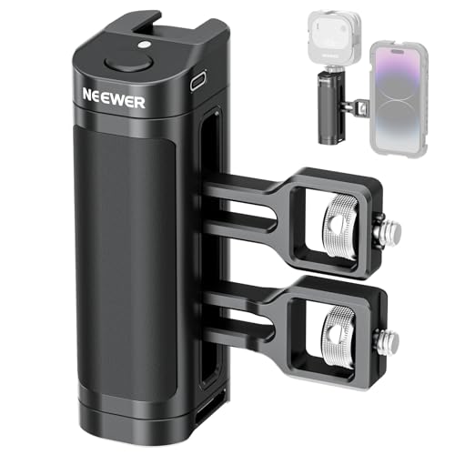 NEEWER Side Handle Grip with Wireless Remote Control Button Shutter Trigger for Smartphone Cage Video Rig 2 Mount Adapters with 1/4" Screws & Locating Pins