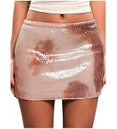 Floerns Women's Tie Dye Bodycon Mini Skirts Shiny Sequin Low Waist Party Pencil Skirt