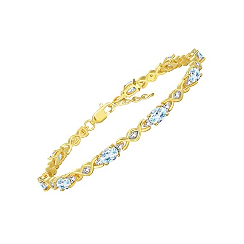 Image of Rylos Bracelets for Women Yellow Gold Plated Silver XOXO Hugs & Kisses Tennis Bracelet Gemstone & Diamonds Adjustable to Fit 7 inch-8 inch Wrist, 10 Gorgeous 6X4MM Jewelry for Women Friendship Bracelets