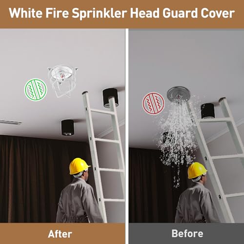 Image of 8 Pcs White Fire Sprinkler Head Guard Cover,Durable Fire Spirnkler Head Guard for Both 1 /2 inch & 3 /4 inch Fire Head,Guard for Fire Head for Protecting Flush Mount /Side Wall /Pendent Head Semi