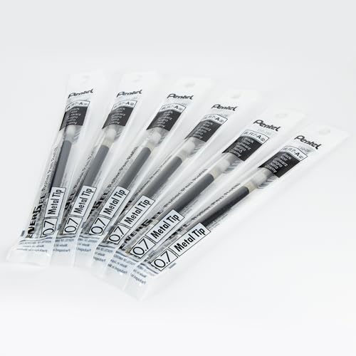 Image of Pentel Refill Ink - For EnerGel Gel Pen, 0.7mm Metal Tip, Medium, Black Ink, Pack of 6 Refills (LR7-6A)