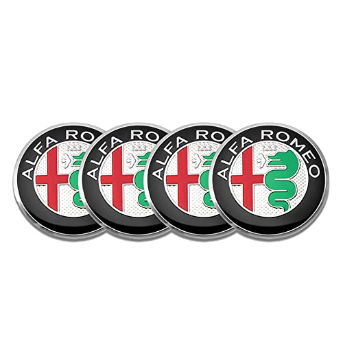 XGAGCF 4 Pièces Auto Cache Moyeux Jante Centre Capuchons Roues Badge Caps Enjoliveurs Stickers, pour Alfa Romeo Giulia Giulietta Mito Stelvio 159 147 GT 56MM Car Décoration Emblem Accessoires Cover