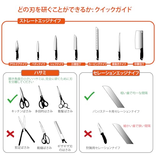 Sharpal 191H 3-Function Kitchen Knife Sharpener for Scissors and Knives - Diamond & Ceramic Sharpener with Coarse and Fine Grit, Strong Suction Base