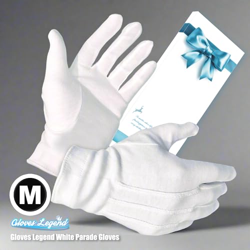 Image of White Cotton Parade Gloves for Marching Band, Parade, Cosplay Costume, and Formal Attire 100% Cotton S, M, XL