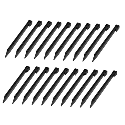 VALICLUD 20個 園芸用プラスチック製固定杭 高強耐候素材 頑丈設計 取り外し簡単 フック付き植物支柱 ガーデニング用防草地釘