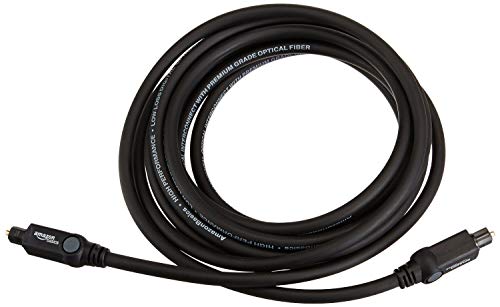 Image of Amazon Basics Toslink Digital Optical Audio Fiber Optic Cable, Multi-Channel, for Sound Bar, Audio System, Home Theatre, Gold-Plated Connectors, 9.8 Foot, Black