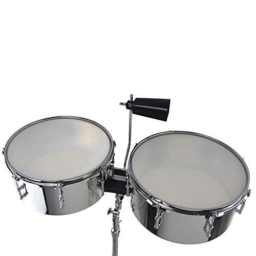 Sawtooth Command Series 14”&15” Chrome Steel Timbale Set W/Cowbell & Stand #TOP2