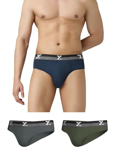 Image of XYXX Men's Aero 100% Super Combed Cotton Regular Fit Solid Anti Bacterial Briefs with No Marks Waistband (Pack of 3)