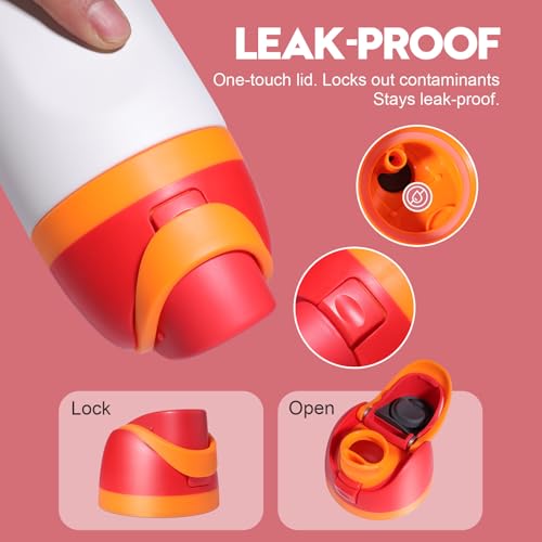 Ruzkq Replacement Lid for Owala Freesip, Compatible with Owala Cup 16oz 24oz 32oz 40oz, One Button Water Bottle Top Lid Replacement Accessory, Leakproof, BPA-Free, Orange Red