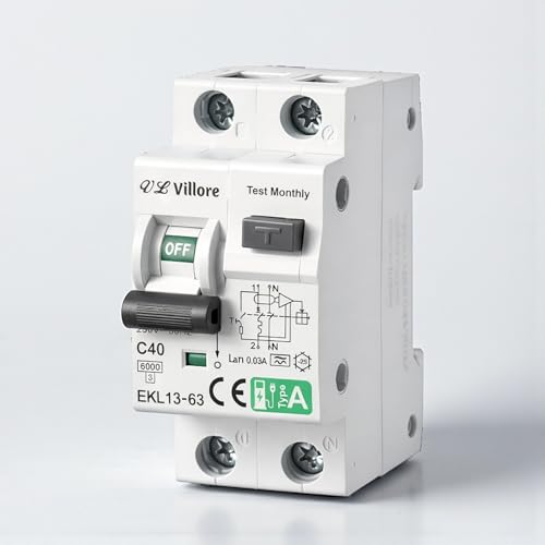 Interruptor diferencial superinmunizado Clase A -RCBO diferencial con magnetotérmico incorporado- SI, con protección sobrecorriente y fugas (40A, 2P, 30mA)