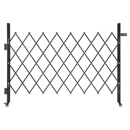 VEVOR Sicherheitstor (Einzel) abschließbares klappbares Scherentor mit 360°-Lenkrollen, einziehbare Stahltore Outdoor, für Eingangssicherheit Garage Lager, Falttor 170 x 131 cm (B x H) Schwarz