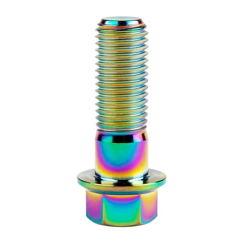 Image of Titanium Bolt M12 30 35 40 45 50 55 60 65 70 75 80 85 90mm Hex Small Flange Head for Motorcycle Car Modification Pack of 4 (M12x35mm Pitch 1.25, Multicolored)