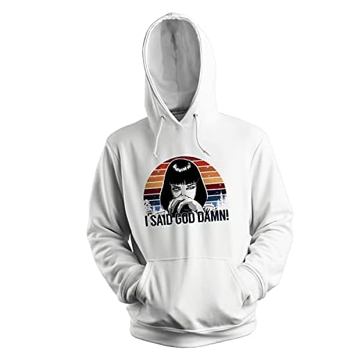 I Said God Damn Mia Walace Inspired Pulp Fiction Unisex vit hoodie Size S